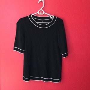 Talbots Medium Black Sweater, White Trim